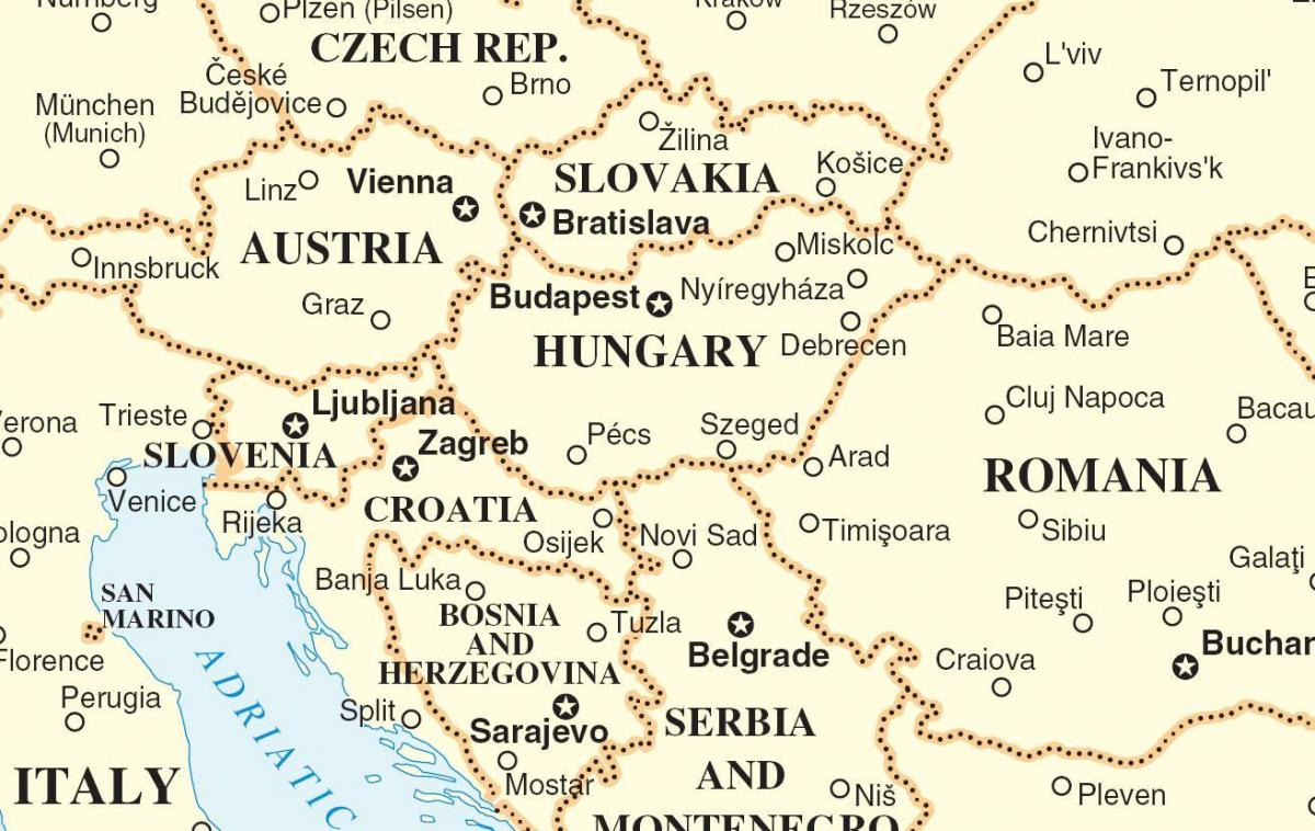 mapa Slovakia nakapalibot na mga bansa