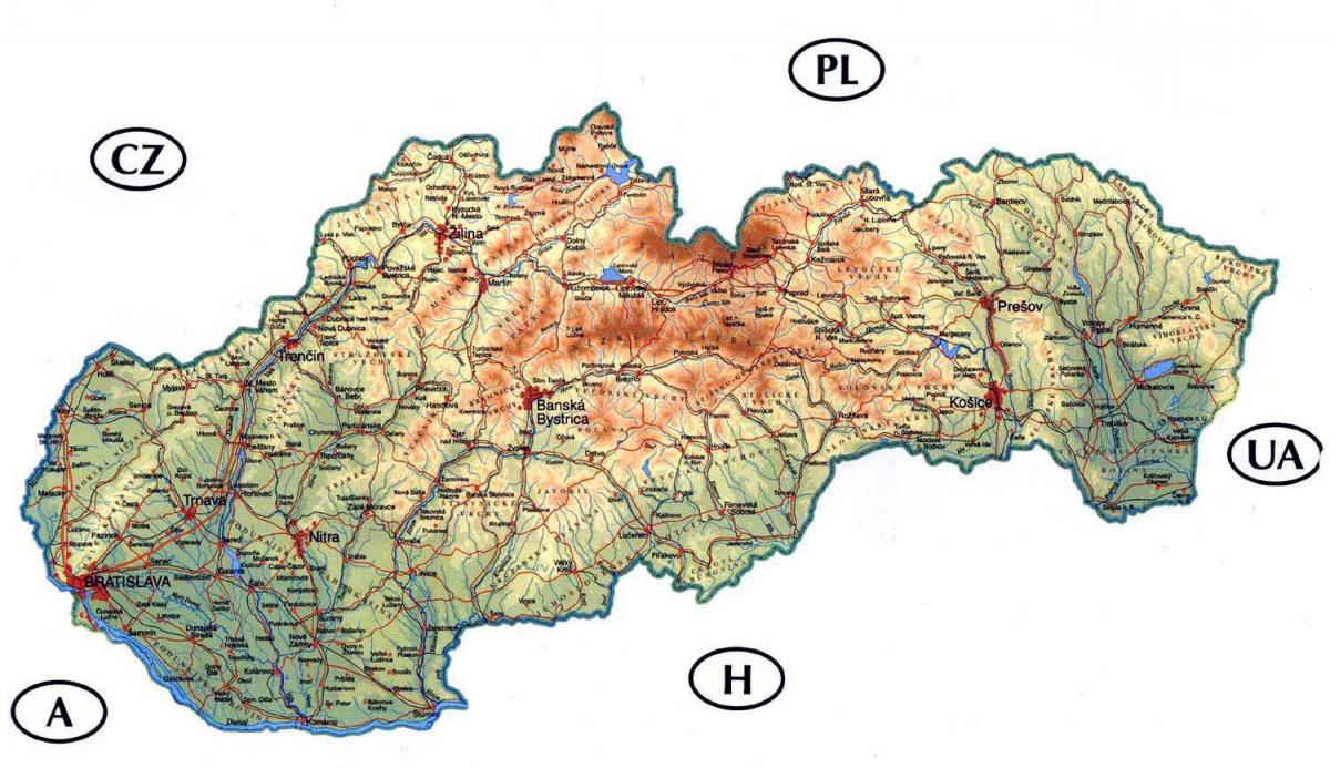 detalyadong mga mapa ng Slovakia