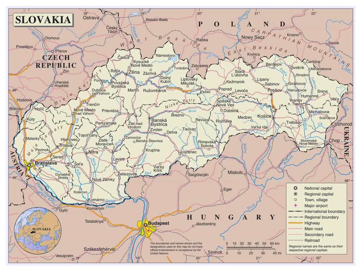 mapa ng Slovakia paliparan