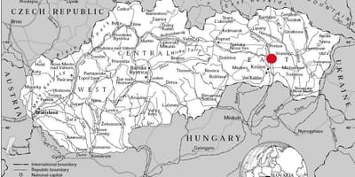Mapa ng silangang Slovakia