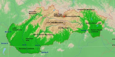 Mapa ng Slovakia bundok